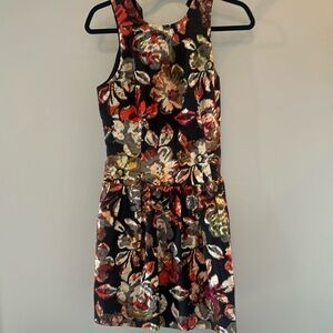 Black and metallic floral dress